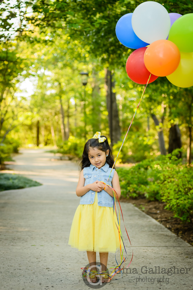 yellow dress, balloons, Gina Gallagher Photography, The Woodlands Family Photographer, The Woodlands Child Photographer